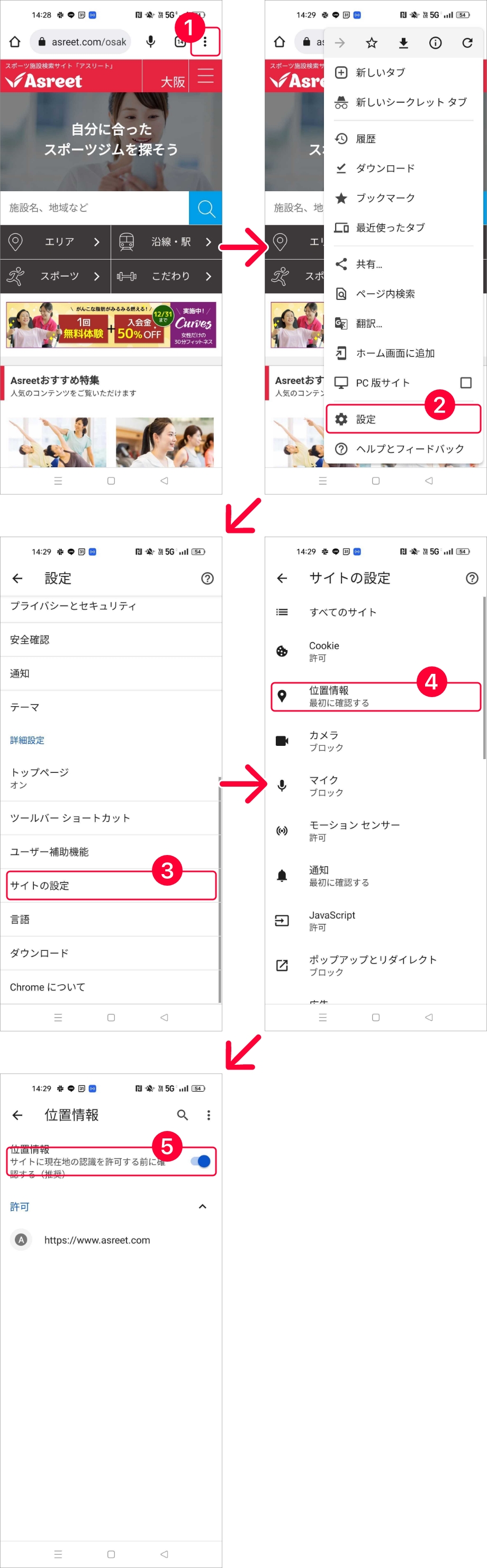 Androidでのブラウザの設定手順