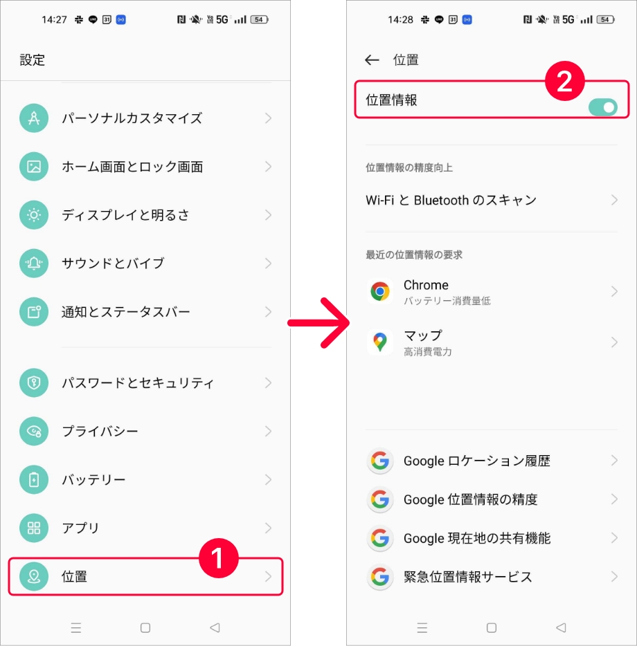 Androidでの端末の設定手順